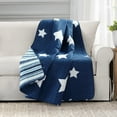 thumbnail image 1 of Lush Decor Star Kids Print Cotton Reversible Throw, 50" x 60", Navy, Single, 1 of 7