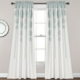 thumbnail image 1 of Lush Decor Stripe Medallion Room Darkening 84" x 52" + 2" Header Medallion Blue 3" Rod Pocket Pair Window Panel, 1 of 11