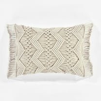 Lush Decor Studio Chevron Macrame Decorative Pillow Cover Neutral Single 13x20 3
