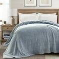 thumbnail image 1 of Lush Decor Super Cozy Ultra Soft Ribbed Faux Fur Bedspread/Blanket White/Navy Single King/Cal King 120X92, 1 of 11