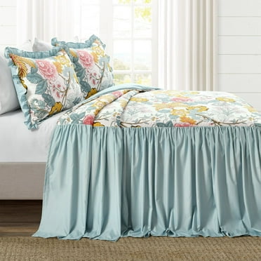 Lush Decor Sydney Floral Bedspread, King, Blue/Yellow, 3-Pc Set