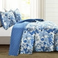thumbnail image 1 of Lush Decor Sydney Floral Cotton Reversible Quilt, King, Navy/White, 3-Pc Set, 1 of 11