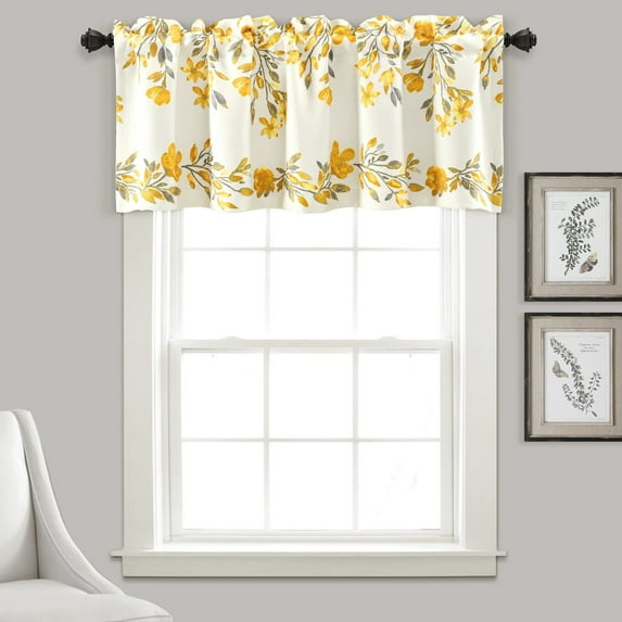 Lush Decor Tanisha Room Darkening Window Curtain Valance, 18"L x 52"W, Yellow & Gray