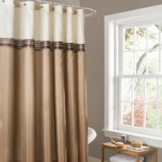 Lush Decor Fabric Striped Bathroom Shower Curtain with Buttons, 72 Inches, Single Pack