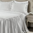 thumbnail image 1 of Lush Decor Ticking Stripe Ruffle Detail Bedspread, King, Gray, 3-Pc Set, 1 of 11