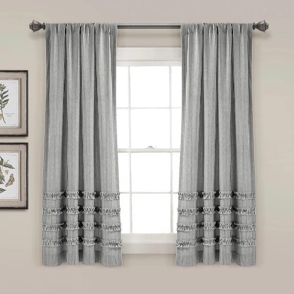 Lush Decor Tucker Stripe Window Curtain Panels - Gray - 84 X 40