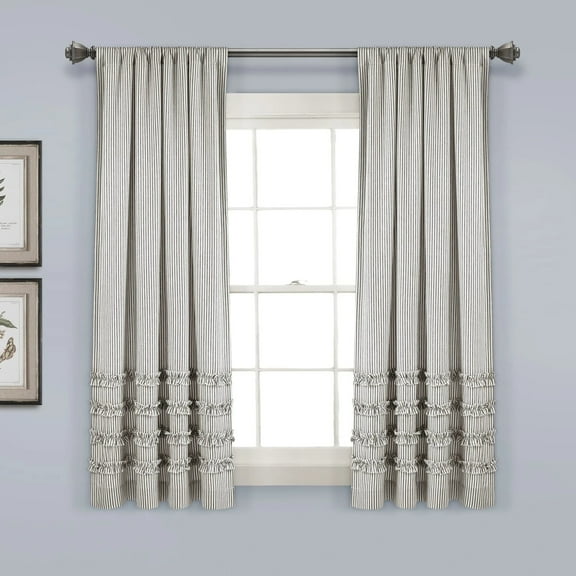 Lush Decor Tucker Stripe Window Curtain Panels - Gray - 84 X 40