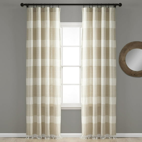 Lush Decor Tucker Stripe Window Curtain Panels - Gray - 84 X 40