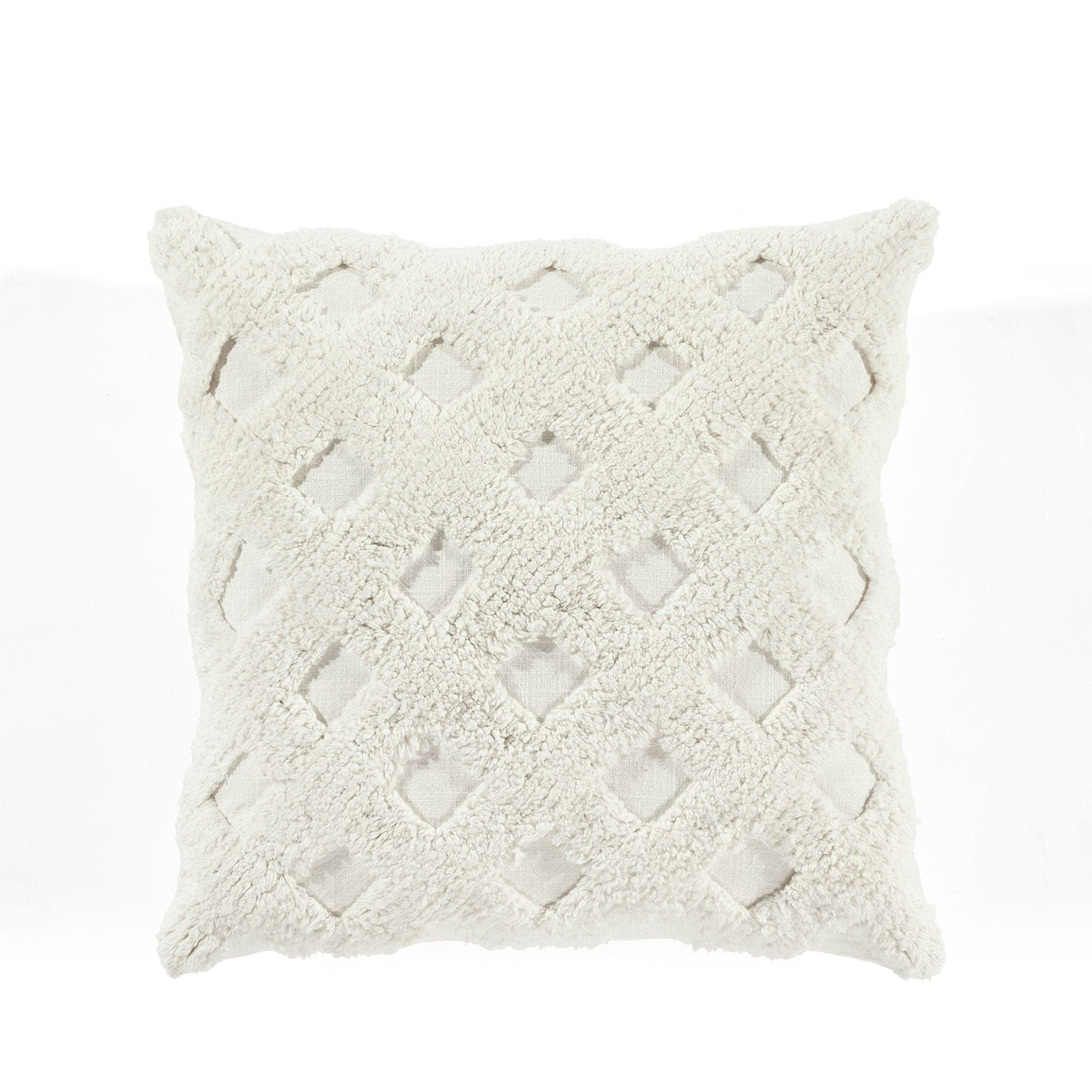 Off-White Cotton Tufted Square Decorative Pillow