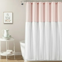 Lush Decor Tulle Skirt Colorblock Shower Curtain, 72" x 72", Blush/White