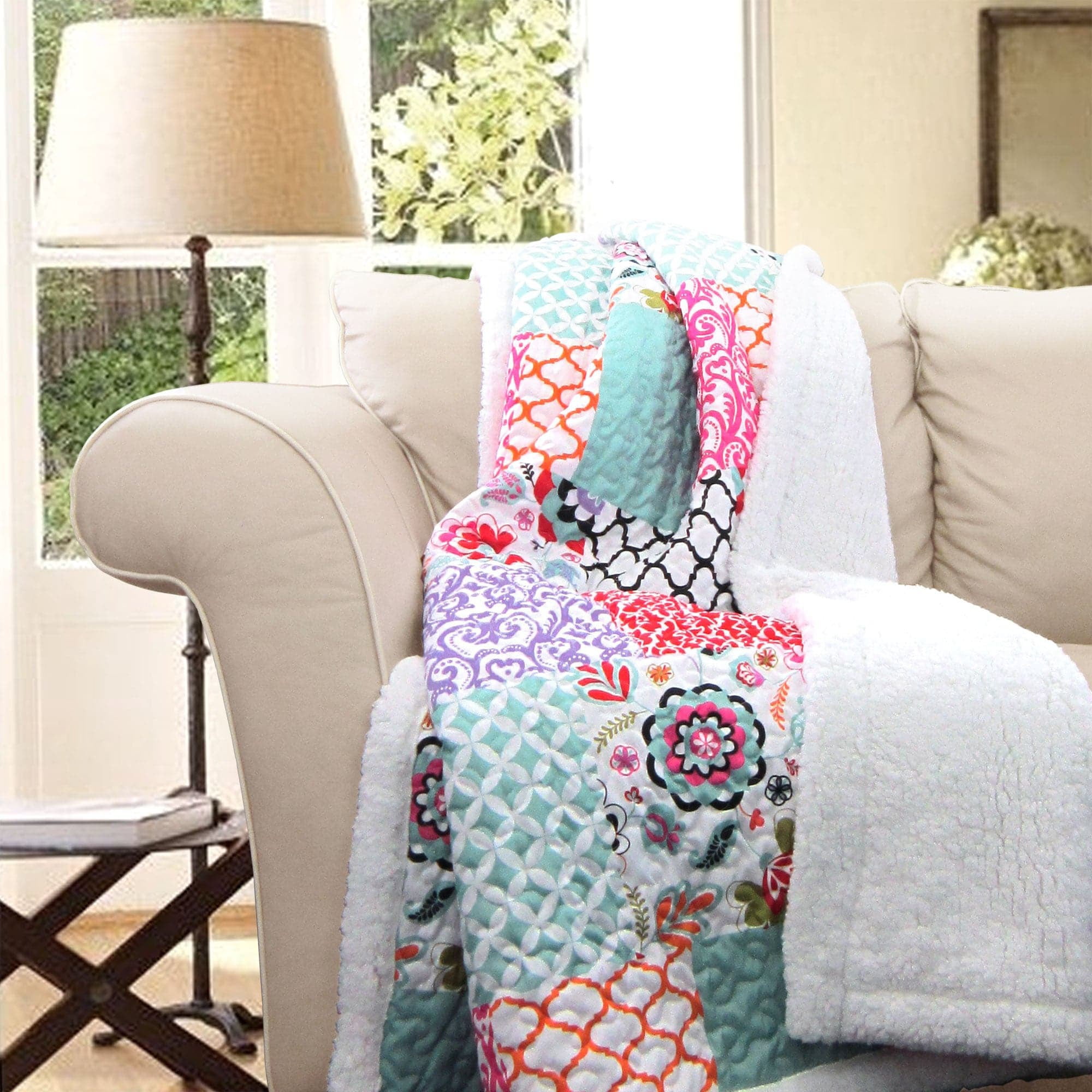 Turquoise Color Throws Lush Decor Turquoise Blue, White Throw, 50