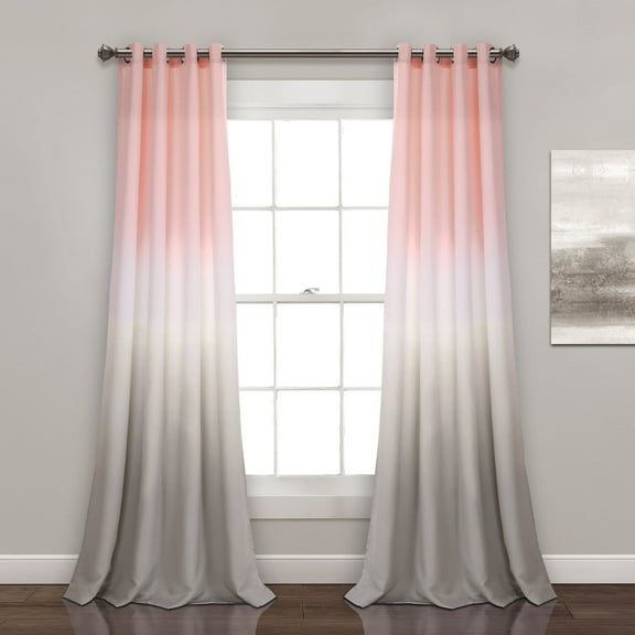 Lush Decor Umbre Fiesta Room Darkening 95" x 52" Print Blush 100% Polyester Metal Grommets Pair Window Panel