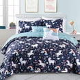 thumbnail image 1 of Lush Decor Unicorn Heart Kids Animal Print Polyester Reversible Quilt, Twin, Navy/Multi, 4-Pc Set, 1 of 11