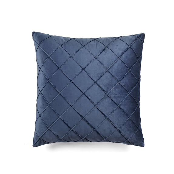 Lush Decor Velvet Diamond Pintuck Decorative Pillow Cover Navy Single 20x20