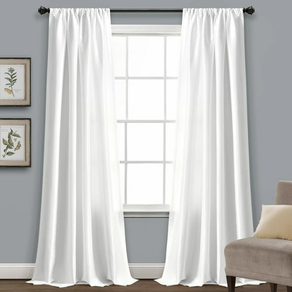 Lush Decor Solid White Rod Pocket Single Window Panel Curtain 54" x 84"