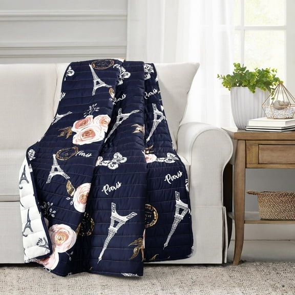 Lush Decor Vintage Paris Rose Butterfly Script Throw