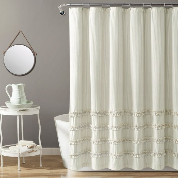 Lush Decor Vintage Stripe Cotton Shower Curtain