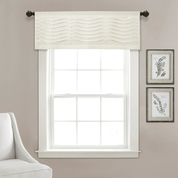 Lush Decor Wave Texture 18" x 52" Textured Cream 100% Polyester Single Valance