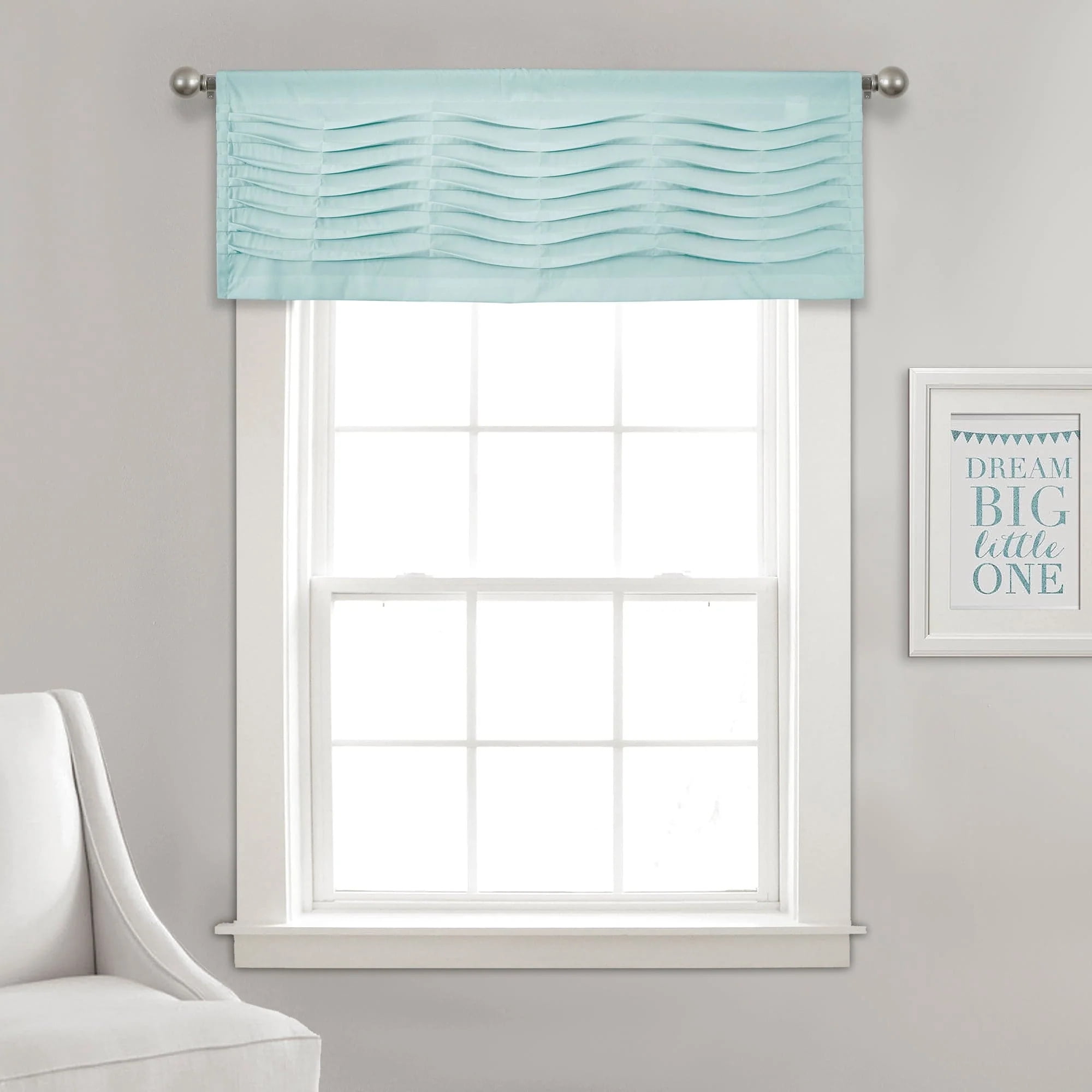 Blue Textured Polyester Rod Pocket Window Valance, 18 x 54 Inch
