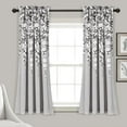 thumbnail image 1 of Lush Decor Weeping Flower Bright Colorful Floral Print 3" Rod Pocket Room Darkening Window Curtain Panel, Gray, 63"L x 52"W + 2" Header, Set of 2, 1 of 11