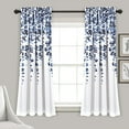 thumbnail image 1 of Lush Decor Weeping Flower Bright Colorful Floral Print 3" Rod Pocket Room Darkening Window Curtain Panel, Navy/Blue, 63"L x 52"W + 2" Header, Set of 2, 1 of 11