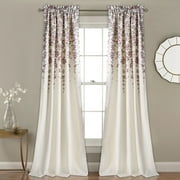 Lush Decor Weeping Flower Bright Colorful Floral Print 3" Rod Pocket Room Darkening Window Curtain Panel, Purple/Gray, 84"L x 52"W + 2" Header, Set of 2