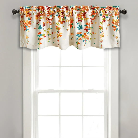 Lush Decor Weeping Flower Room Darkening 18" X 52" With 2" Header Floral Turquoise, 3" Rod Pocket Single Valance