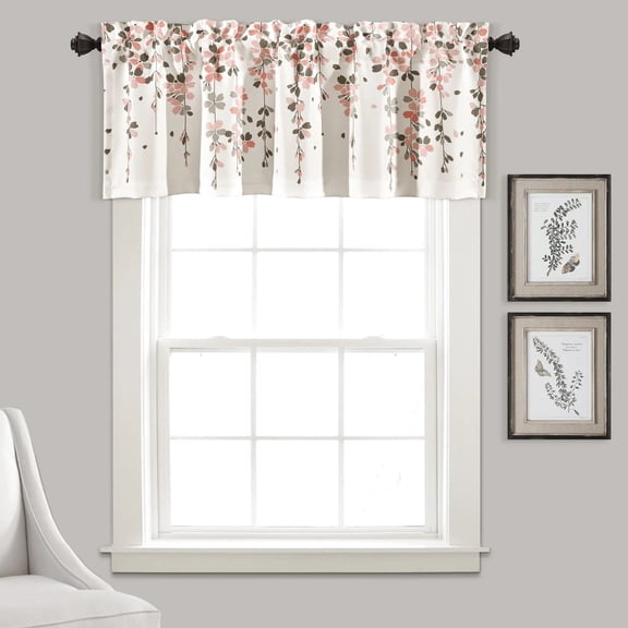 Lush Decor Weeping Flower Room Darkening 18" x 52" + 2" Header Floral Blush 3" Rod Pocket Single Valance