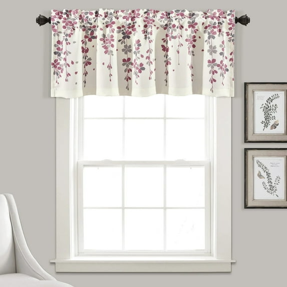 Lush Decor Weeping Flower Room Darkening 18" x 52" + 2" Header Floral Purple 100% Polyester 3" Rod Pocket Single Valance