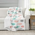 thumbnail image 1 of Lush Decor Whale Kids Animal Print Sherpa Reverse Throw, 60" x 50", Pink/Aqua, Single, 1 of 7