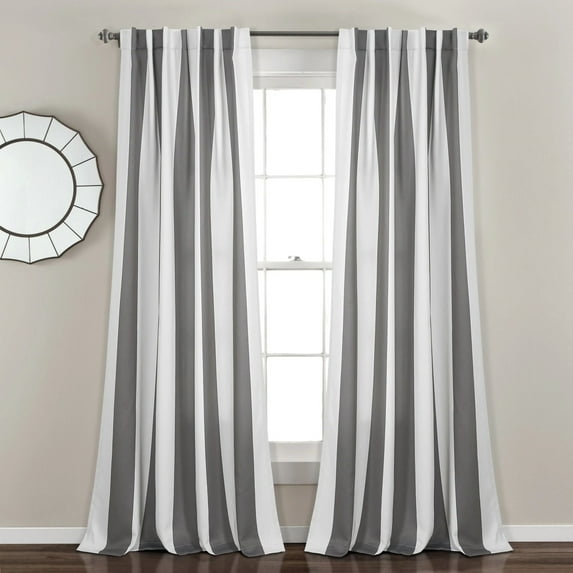 Lush Decor Wilbur Stripe Light Filtering Window Curtain Panels Dark Gray 52X84 Set
