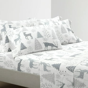 Lush Decor Wonderland Soft Flannel Sheet Set Gray 4Pc Twin