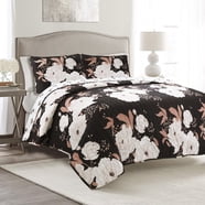 Lush Decor Layla Reversible Floral Quilt Set – 3-Piece, 100% Cotton, King Size (Orange/Blue)