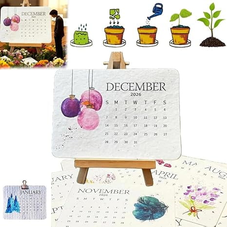 Lush Farms Seed Calendars 2026,Eco-Friendly Plantable Love Seed Calendar,Sustainable Modern Greening Planner Paper for Gifting, Gardening, Green Living, Home Decor and Adding Nature(1PCS)
