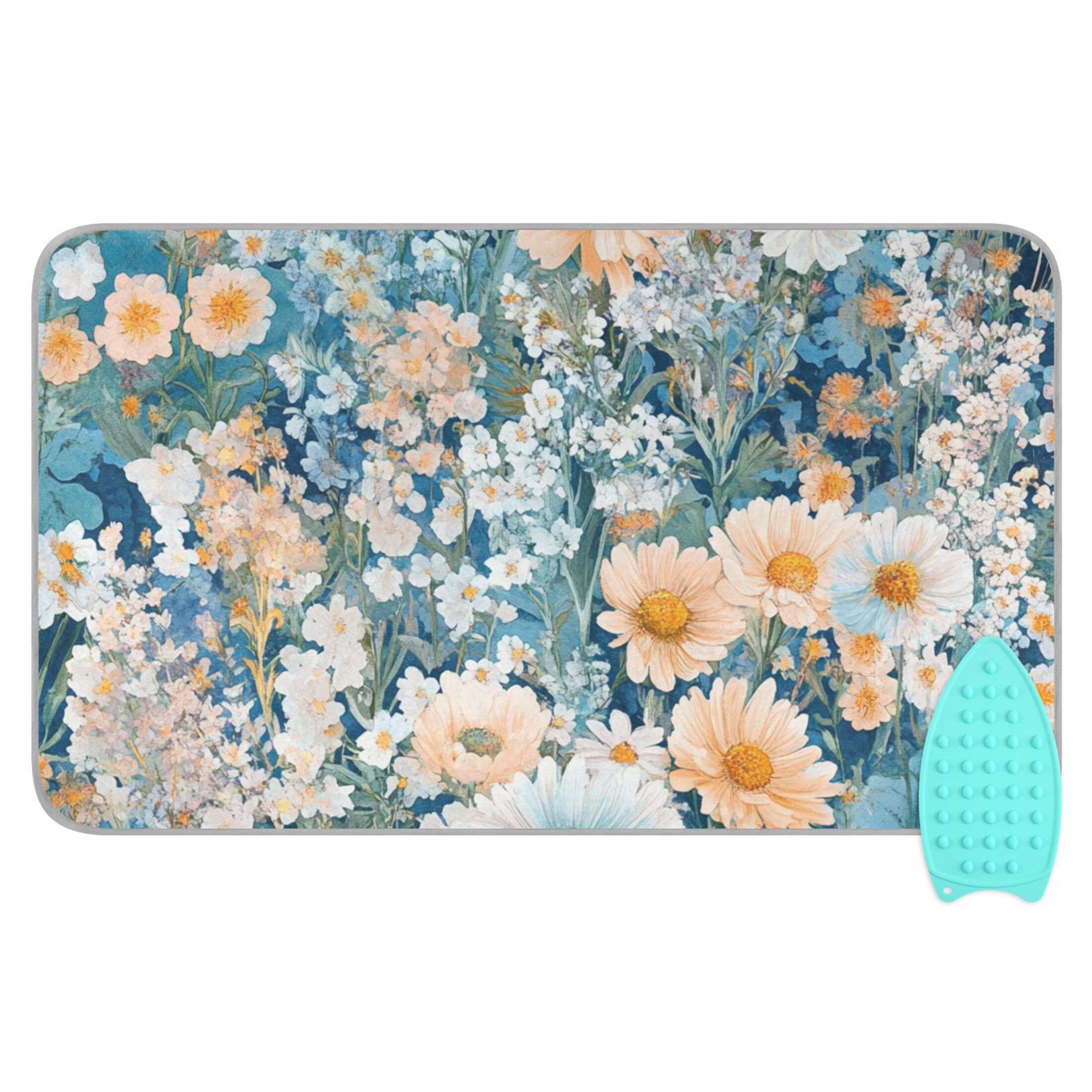Lush Flowers Leaves Ironing Mat Blanket Portable Travel Ironing Pad Heat Resistant Pad 47.2" x 27.6”