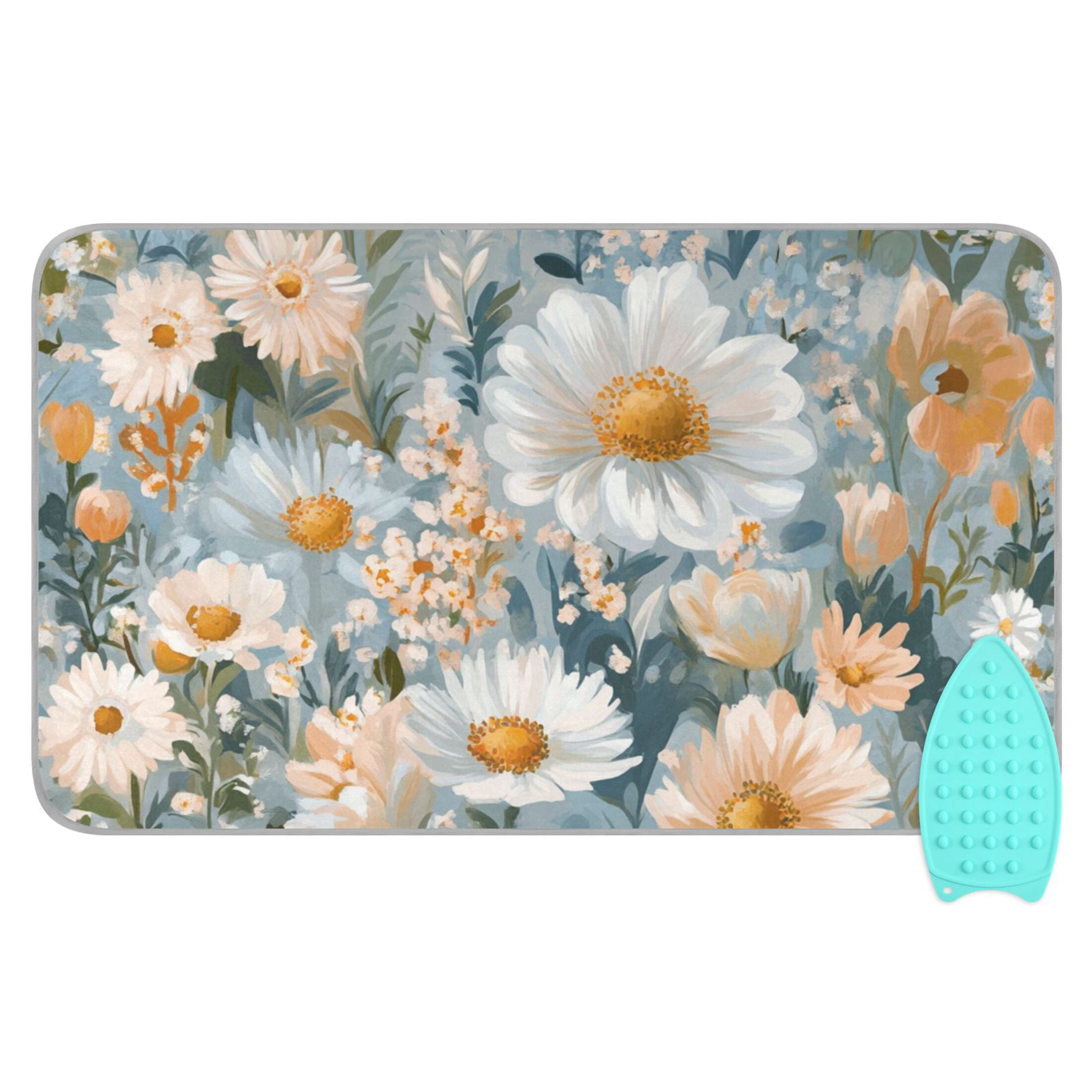 Lush Flowers Oil Painting Ironing Mat Blanket Portable Travel Ironing Pad Heat Resistant Pad 47.2" x 27.6”