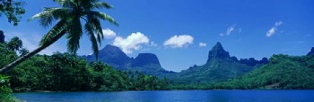 Lush Foliage And Rock Formations Moorea Island Tahiti Canvas Art - Panoramic Images (18 x 6)