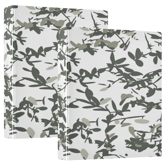 Lush Foliage Pattern 12.4x10.6in PVC Round Ring Binder, D-Ring 3-Hole, Metal Clip, 200 Sheets