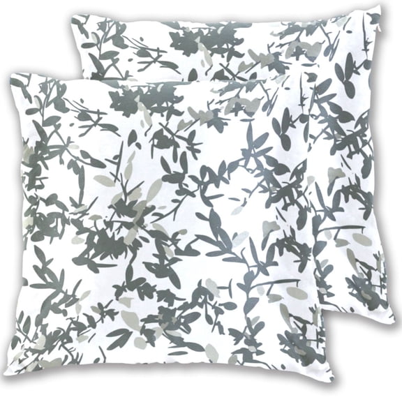 Lush Foliage Pattern 16x16in 2-Piece Cotton Fleece Throw Pillow Covers, Shrink Resistant, Hidden Zip