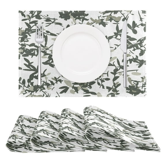 Lush Foliage Pattern Reversible Placemat Non Slip Coffee Mat 18x12 Inch for Dining, Kitchen, Coffee