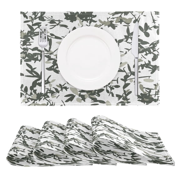 Lush Foliage Pattern Reversible Placemat Non Slip Coffee Mat 18x12 Inch for Dining, Kitchen, Coffee