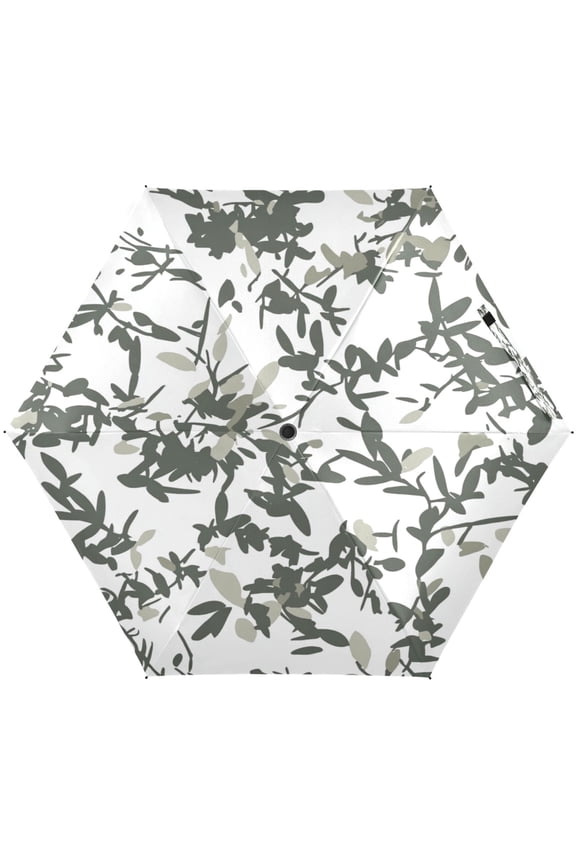 Lush Foliage Pattern Umbrellas for Sun Auto Open Close UV50+ Waterproof 5-Fold Compact Fiberglass Frame
