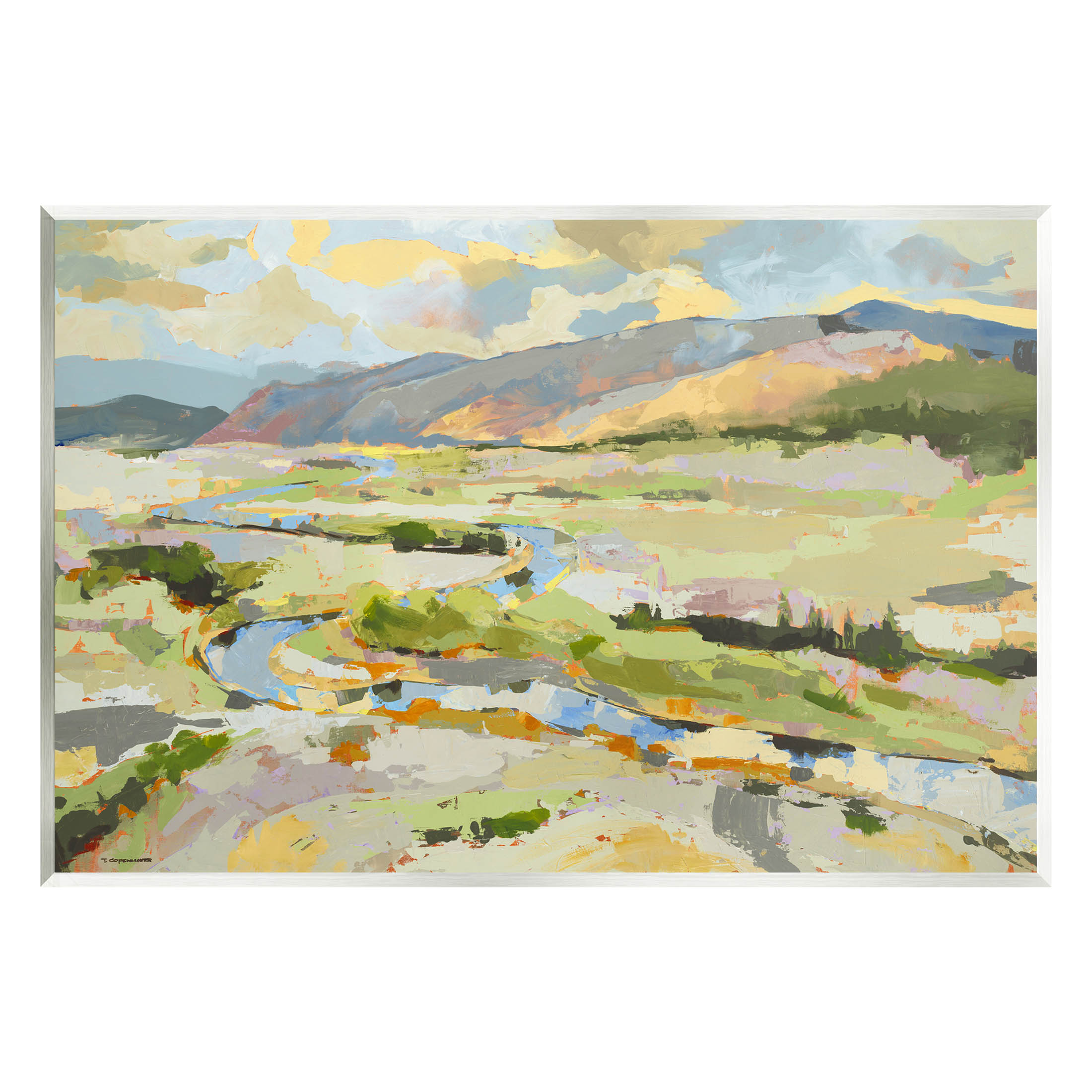 Lush Green Mountain Landscape Abstract Painting Unframed Art Print Wall Art