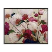 Lush Haiku Pink & White Flowers Black Framed Giclee Art, design by Annabelle Hall