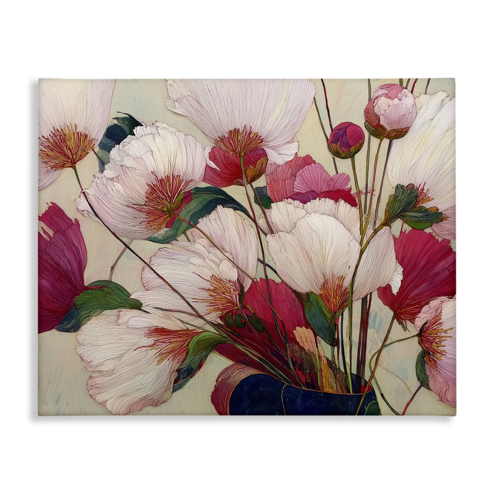 Lush Haiku Pink & White Flowers Canvas Wall Art, design by Annabelle Hall