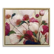 Lush Haiku Pink & White Flowers Gold Framed Floater Canvas Wall Art, design by Annabelle Hall