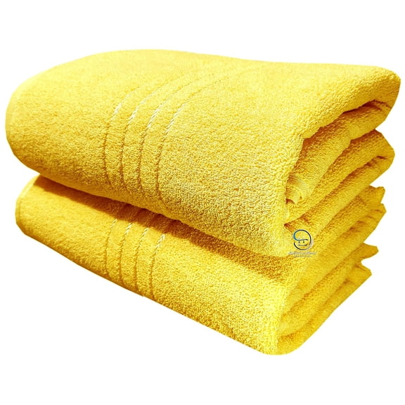 Lush Haven Decor Extra Large Big Men Bath Towel 1000 Gsm | 100% Pure Cotton Full Size Xxxl Ultra Soft, Absorbent & Quick Dry Towel (Yellow) - Pack Of 2