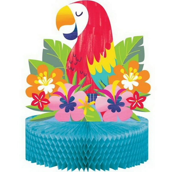 Lush Luau Parrot Flora Honeycomb Centerpiece 12 x 9 inches