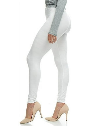 LMB Capri Leggings for Women Buttery Soft Polyester Fabric, White, XS - L 