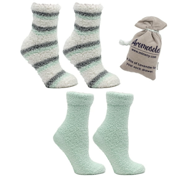 Lush N Plush 2 pack slipper socks - Rose N Shea Butter, Mint